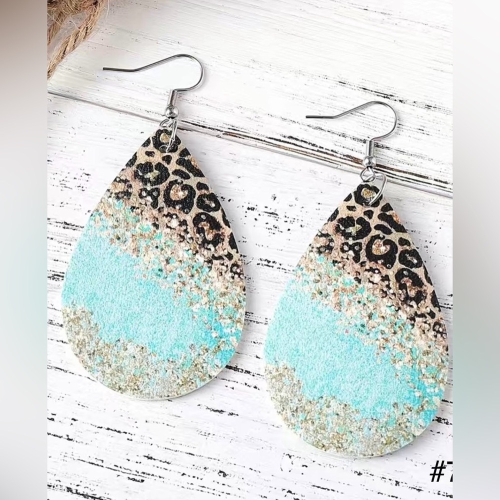 #70 | Turquoise Leopard Waterdrop Dangle Earrings